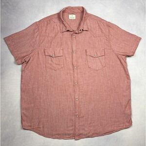 Mutual Weave Shirt Mens 2XL Red Herringbone Pearl Snap Western Cotton 2XL